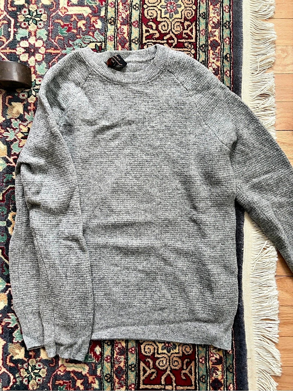 Quince Mongolian Cashmere Waffle Sweatshirt Gray Medium